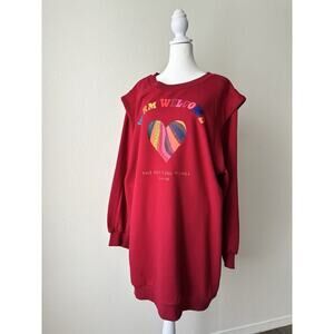 FARM Rio NWT Warm Welcome Sweatdress Sweatshirt Dress Red Rainbow Heart Size‎ L